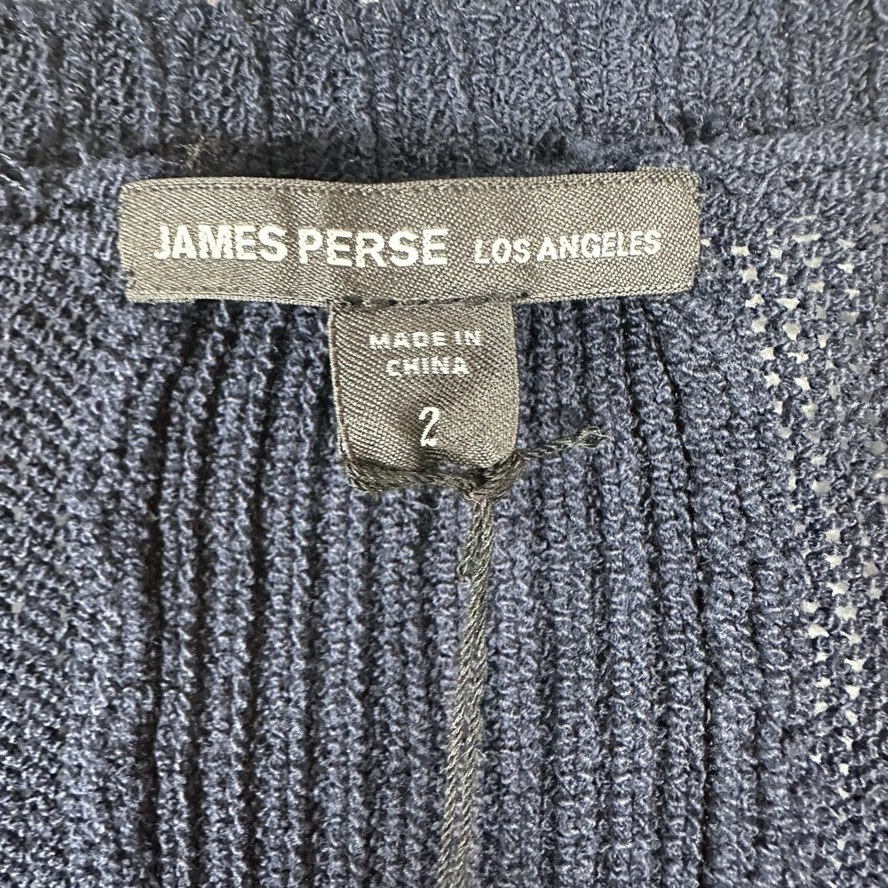NEW James Perse Drop Shoulder Sweater Cardigan Womens 2 M/L Navy Blue Cotton - Picture 5 of 7